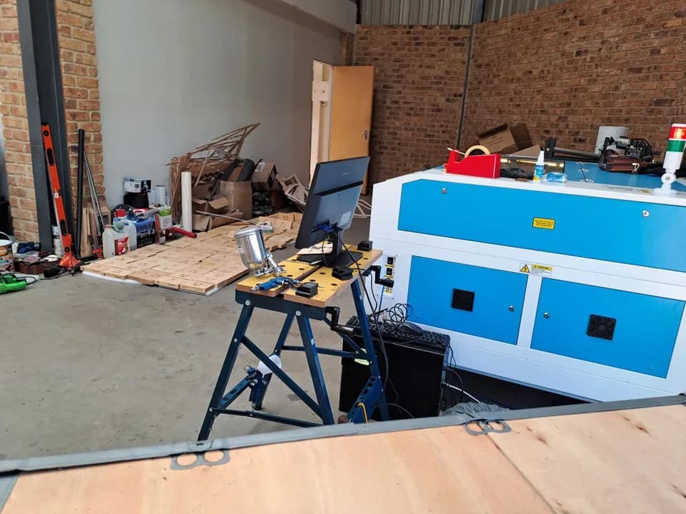 The laser engraver in our workshop