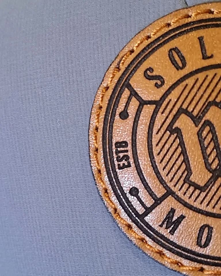 Detail of a laser engraved leather patch